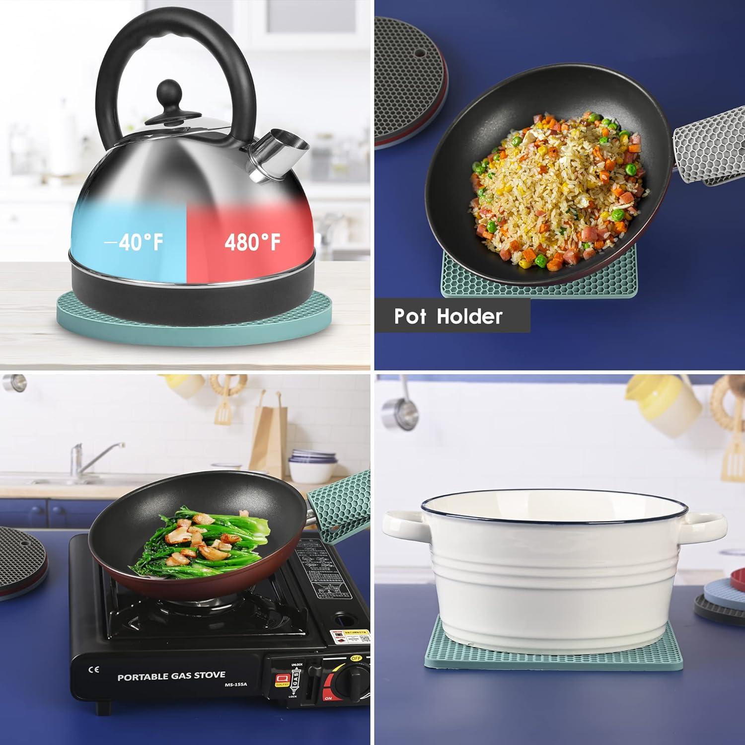 Trivetes de Silicona Nstezrne Set de 4 Gris Claro Multiusos