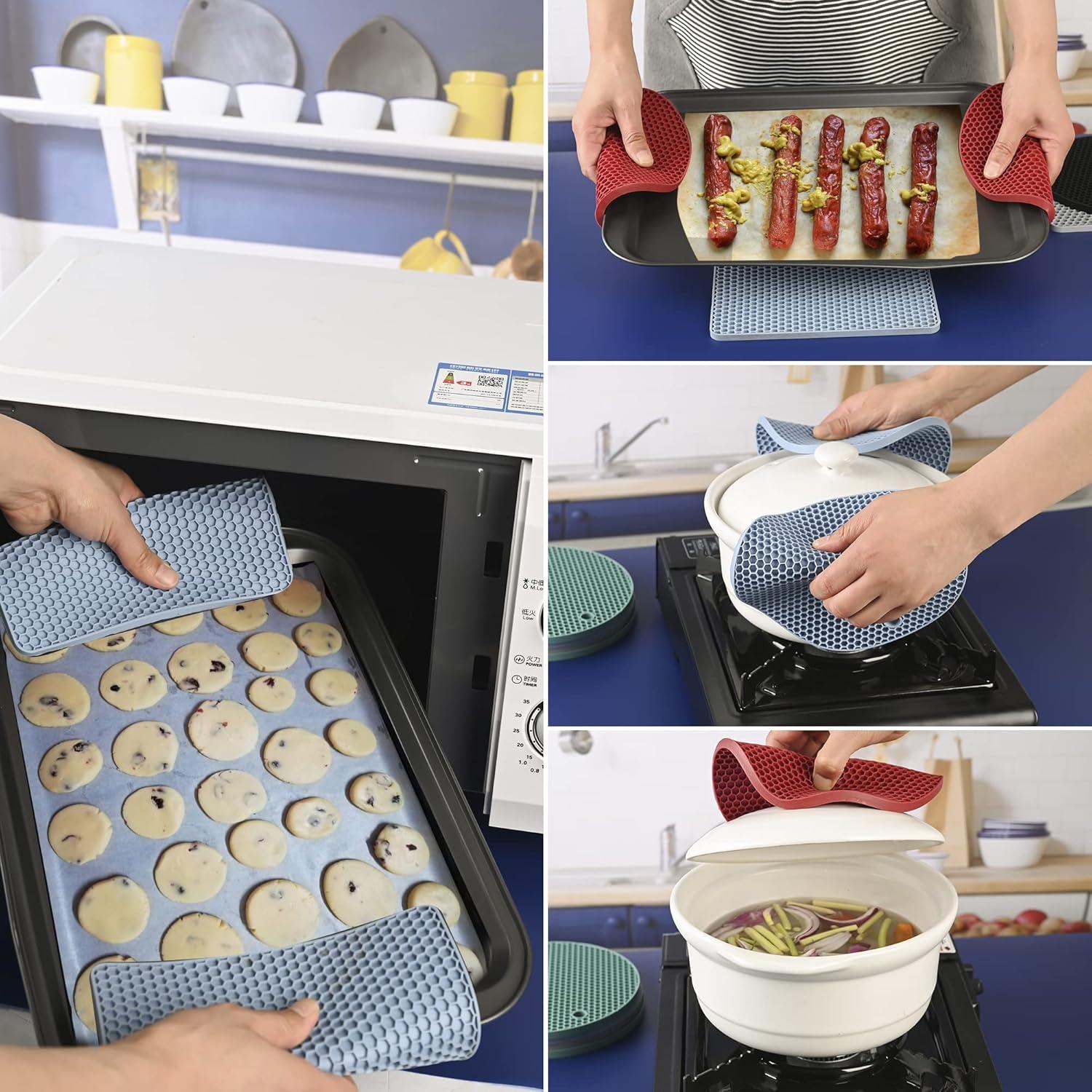 Trivetes de Silicona Nstezrne Set de 4 Gris Claro Multiusos