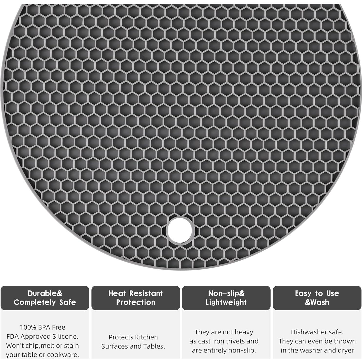 Trivetes de Silicona Nstezrne Set de 4 Gris Claro Multiusos