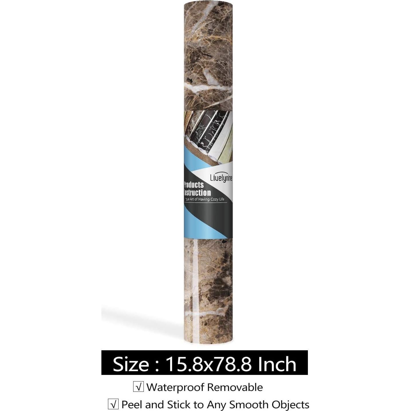 Papel Tapiz Autoadhesivo Livelynine Mármol Marrón 0.8 m²