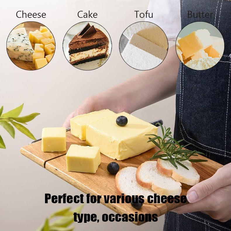 Cortador de Queso Splotiva con Alambre Inoxidable y Tabla de Madera Acacia