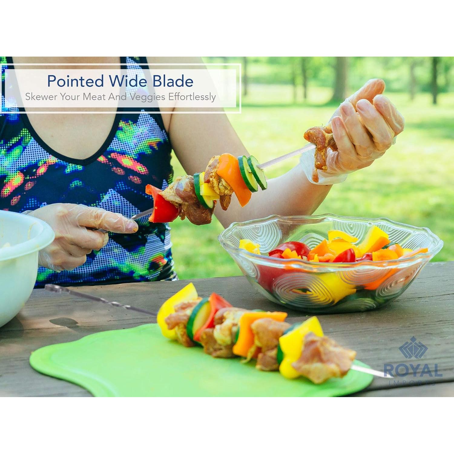 Set de 12 Palitos de Kabob de Acero Inoxidable Royal Imports 43 cm