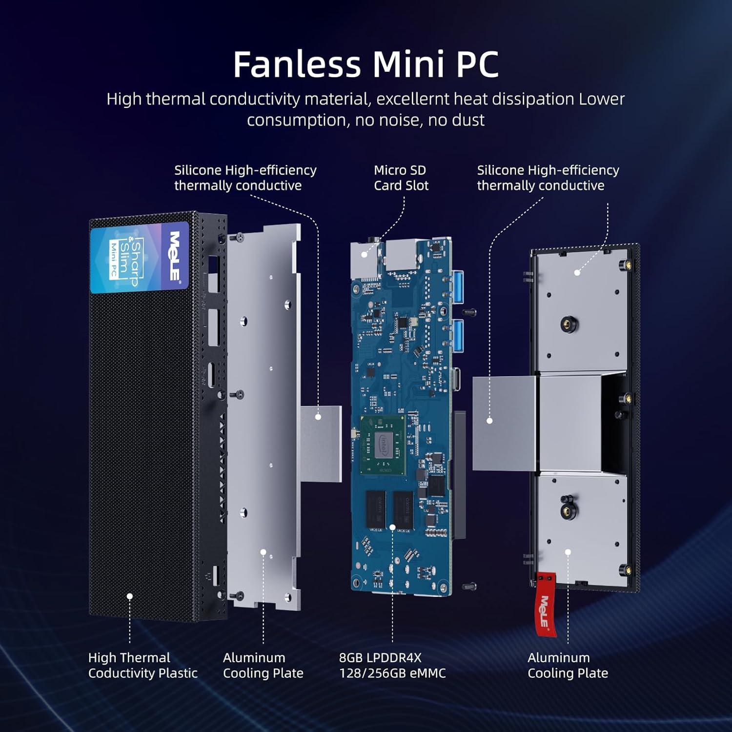 Mini PC MeLE PCG02 Pro 8GB 256GB Sin Ventilador 4K