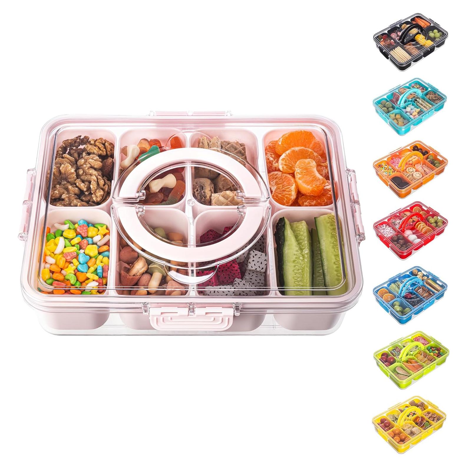 Bandeja de Servicio Dividida Dingerjar Rosa 8 Compartimentos