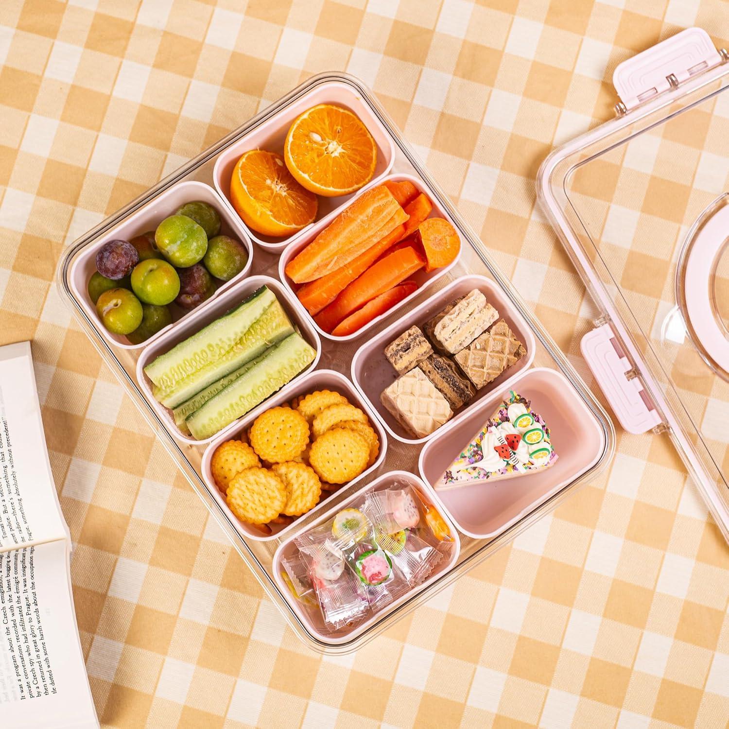 Bandeja de Servicio Dividida Dingerjar Rosa 8 Compartimentos