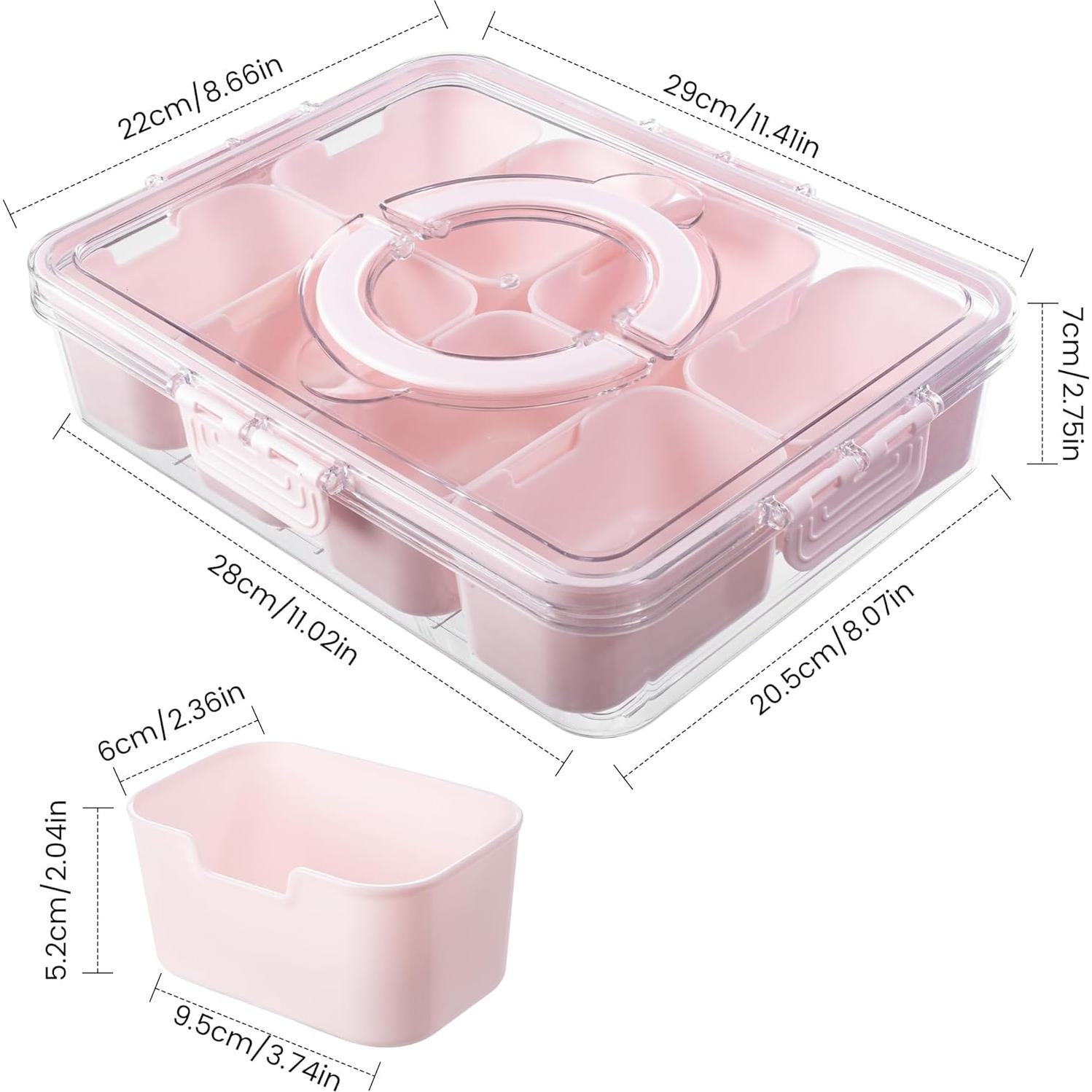 Bandeja de Servicio Dividida Dingerjar Rosa 8 Compartimentos