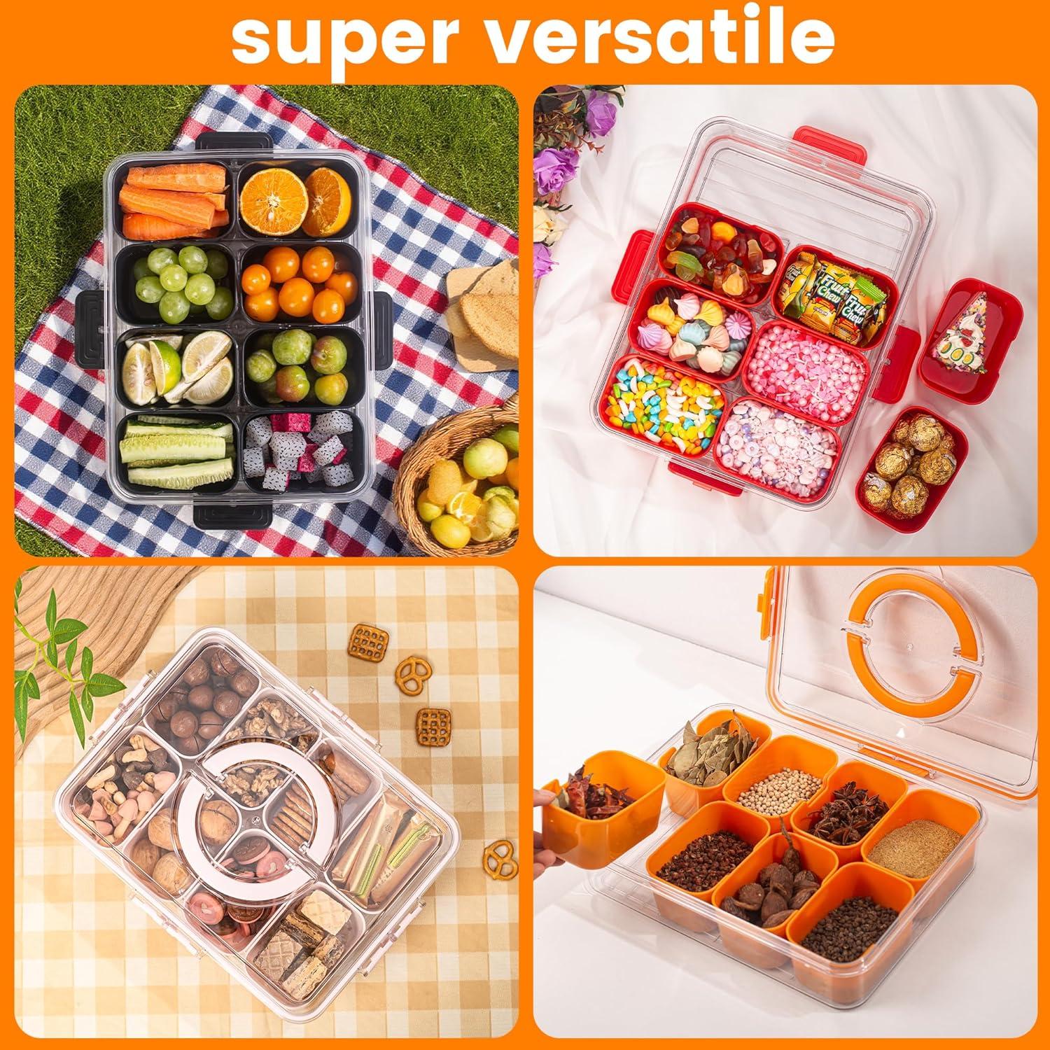 Bandeja de Servicio Dividida Dingerjar Rosa 8 Compartimentos