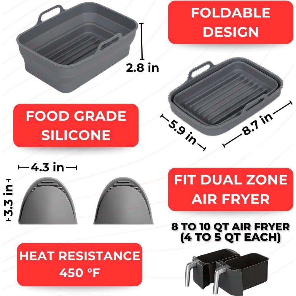 Forros de Silicona Reutilizables para Freidora de Aire Ninja 22x15cm
