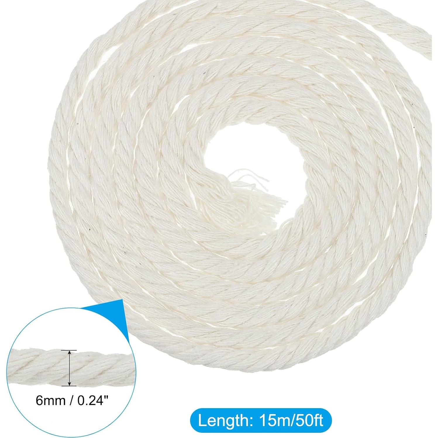 Cuerda de Algodón Natural PATIKIL 15 m x 6 mm Beige Multiusos