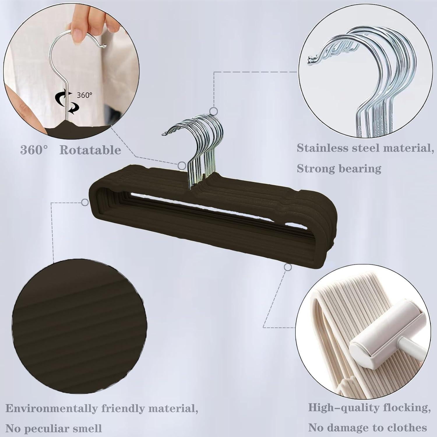 Perchas Antideslizantes VSV de Terciopelo - Paquete de 20