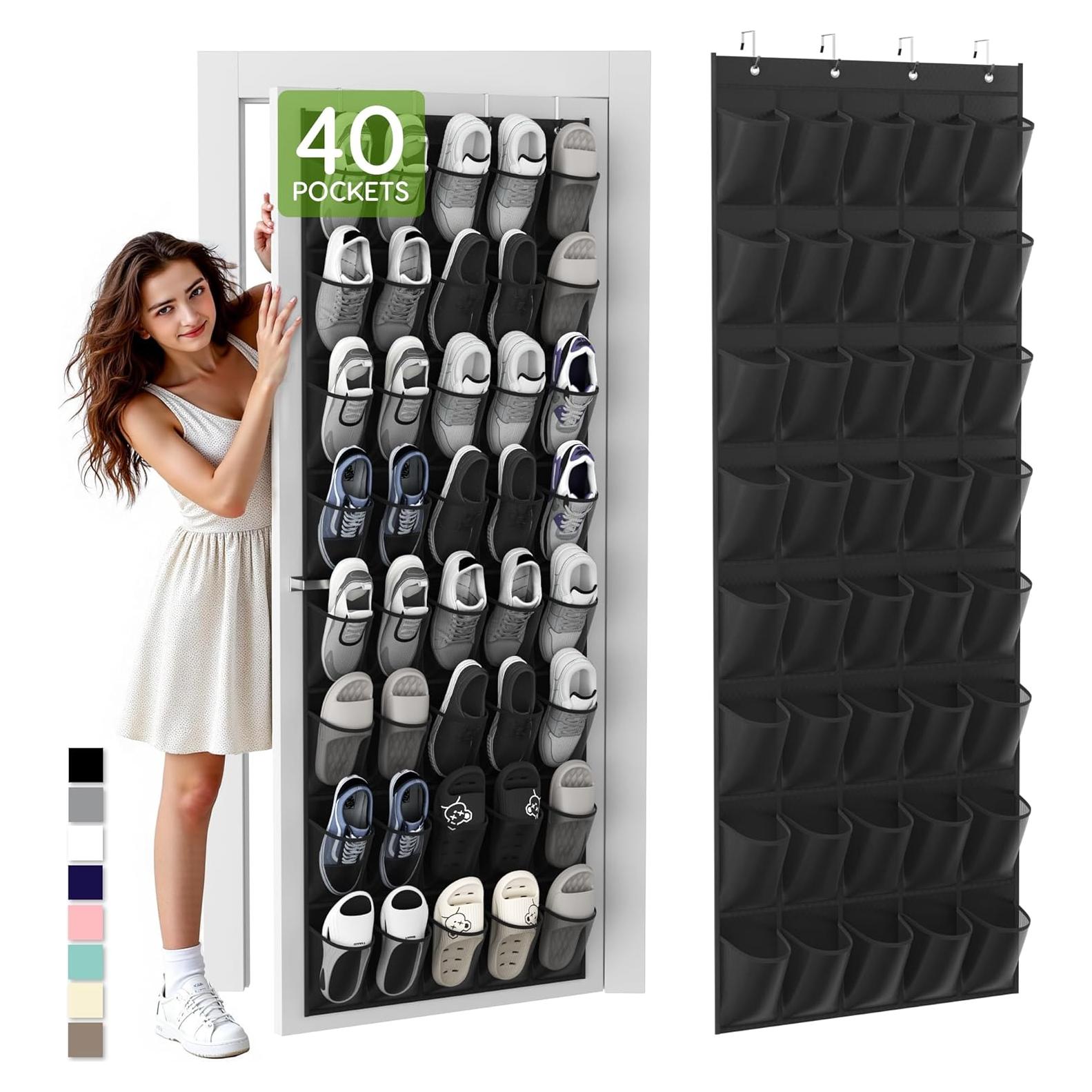 Organizador de Zapatos sobre la Puerta Unjumbly 40 Bolsillos Negro