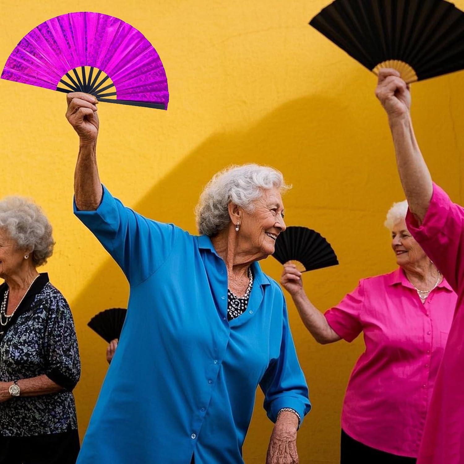 Abanico Plegable de Danza Grombolar 33 cm Rosa Brillante