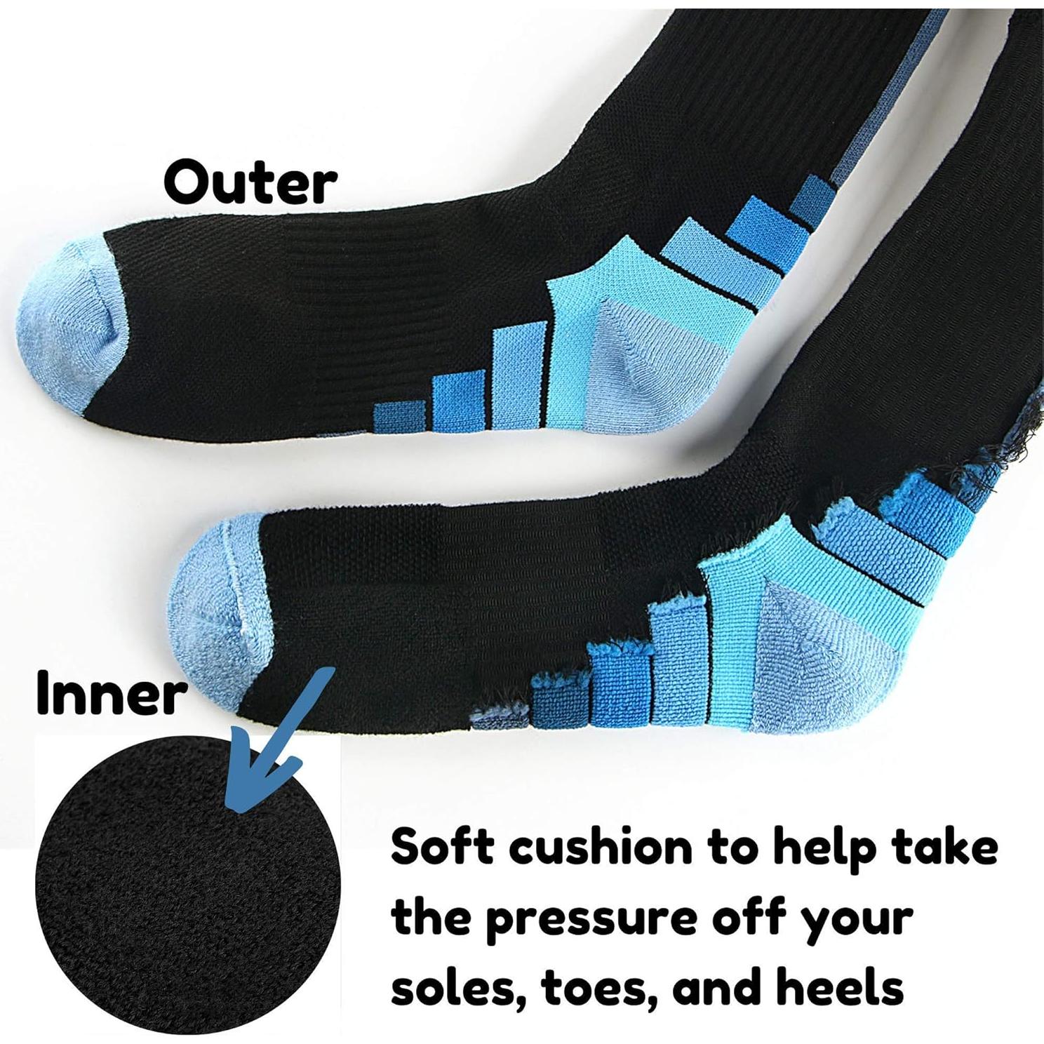 Calcetines atléticos de tripulación para hombres - 3 pares, control de humedad y soporte de arco