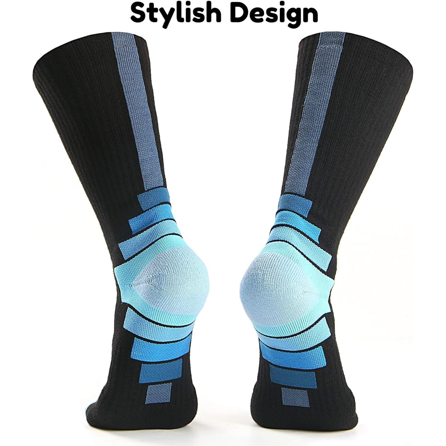 Calcetines atléticos de tripulación para hombres - 3 pares, control de humedad y soporte de arco