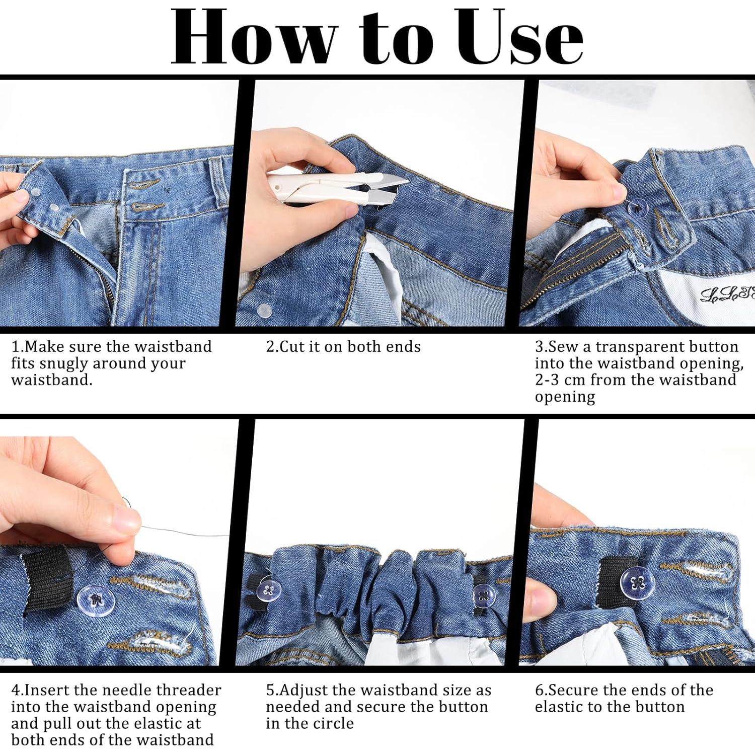 10 Piezas Ajustador Elástico de Cintura LIQWEI Negro