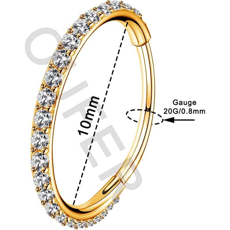 Aro Segmentado Dorado OUFER 20G Acero Inoxidable 10mm
