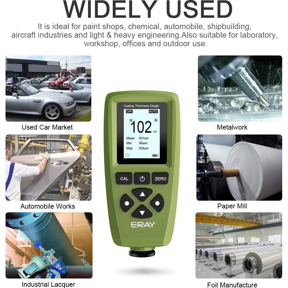 Medidor de Grosor de Pintura ERAY con Pantalla LCD Verde