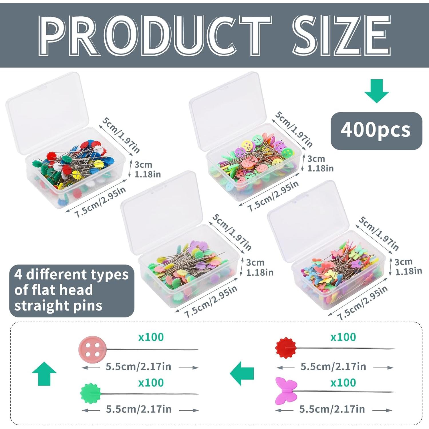 Kit de Alfileres de Cabeza Plana FTEVEN 400 Piezas con Caja