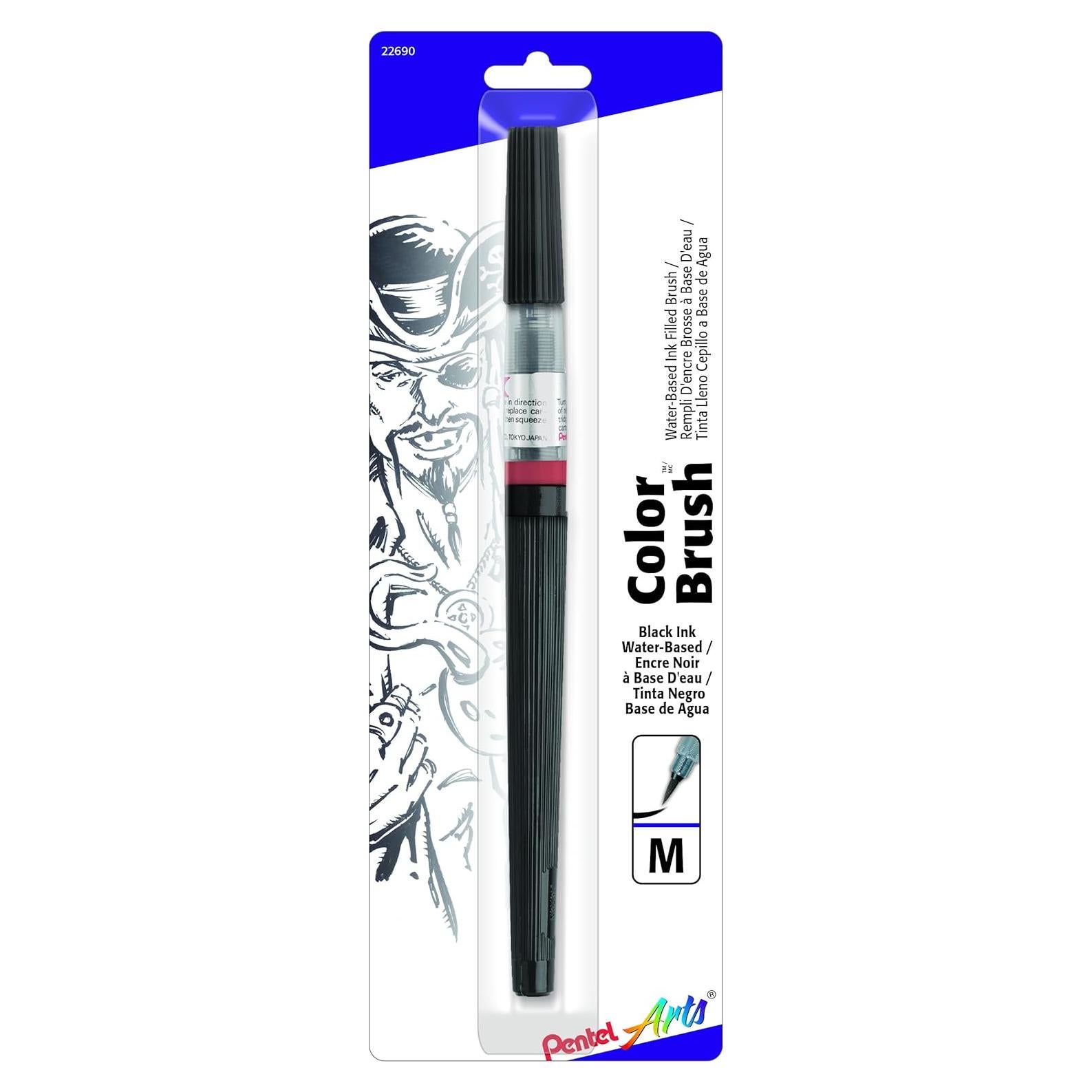 Pincel de Color Pentel GFLBP101 Negro 2mm Recargable