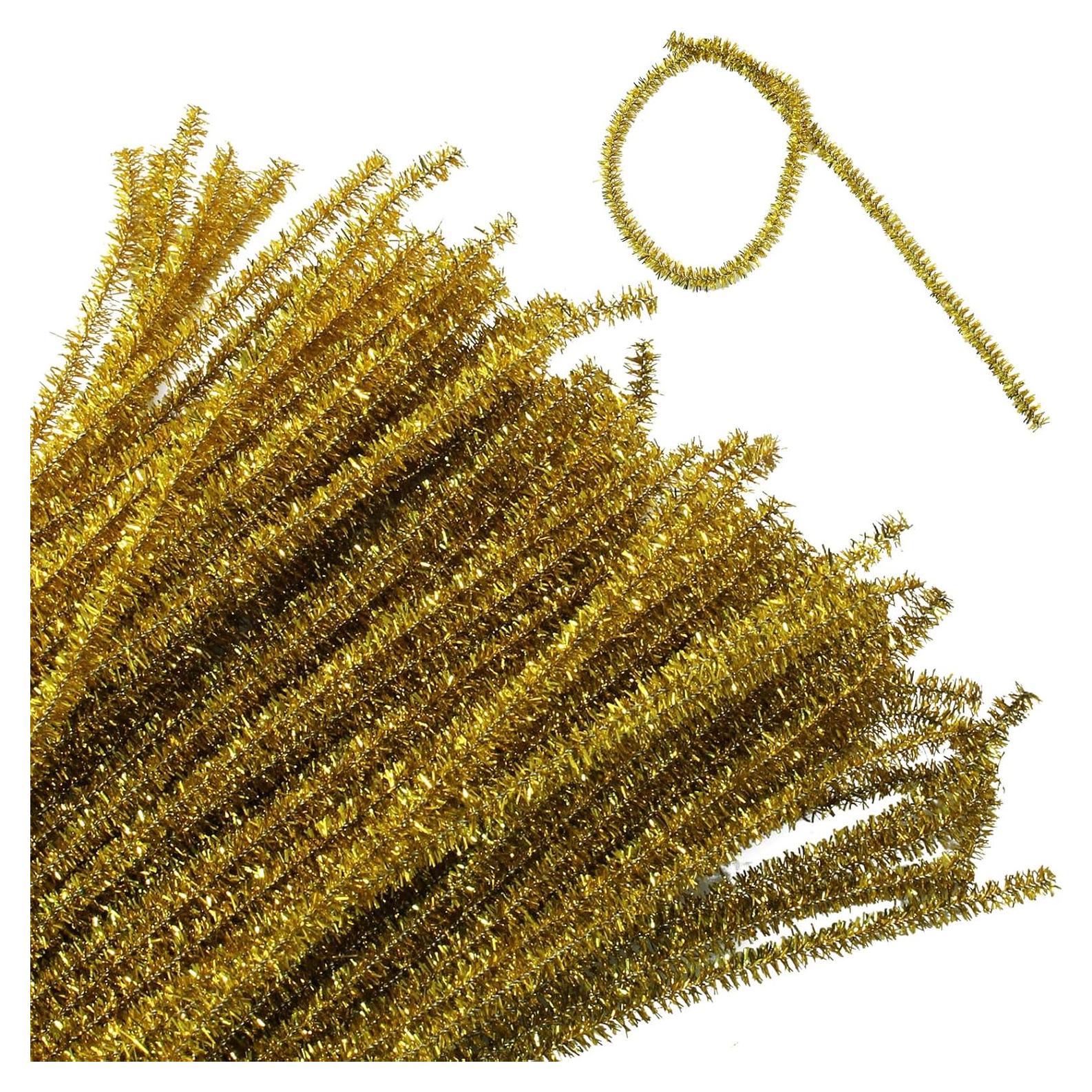 100 Limpiadores de Tubos Chenille Dorado HARSKIYER 30 cm