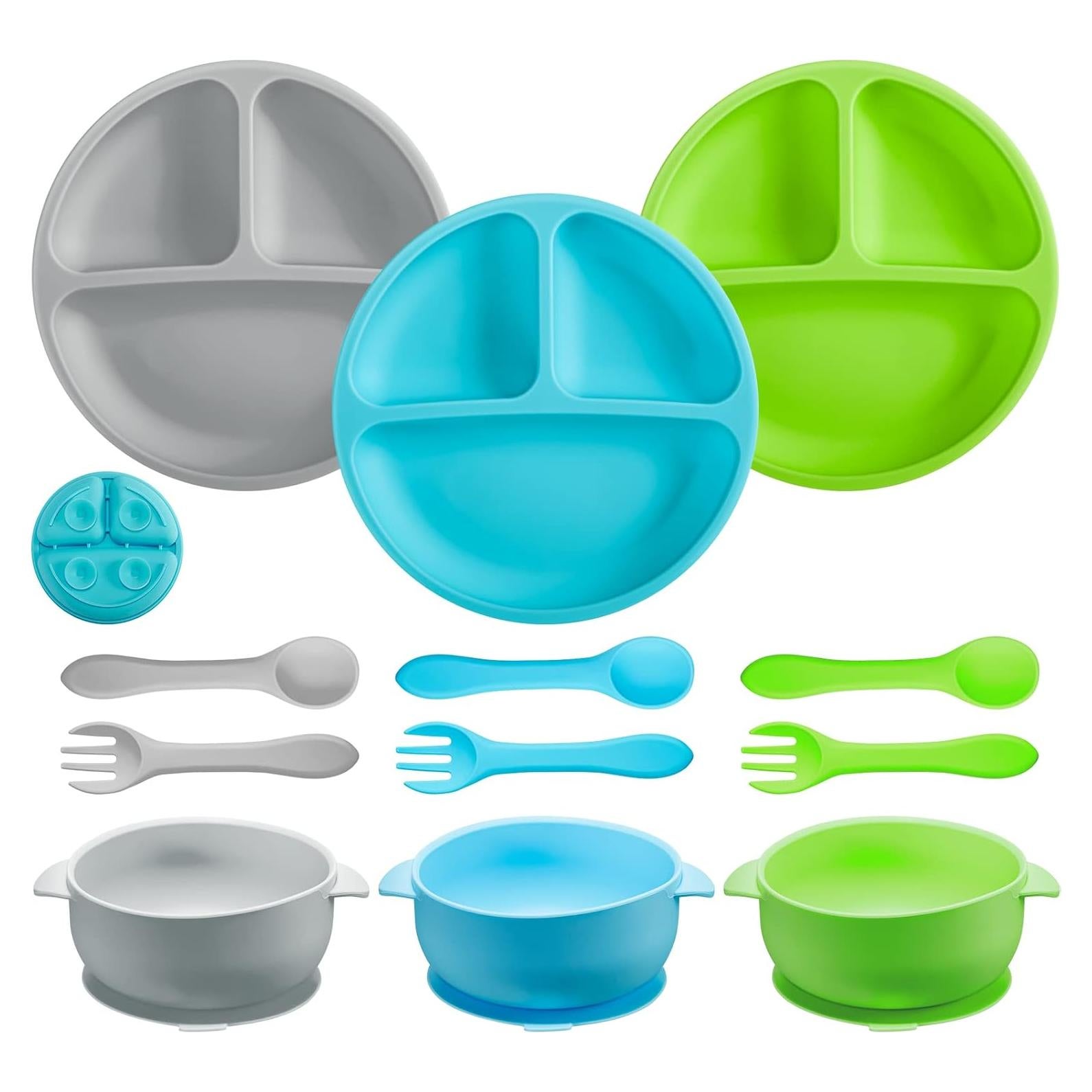 Juego de Tazones y Platos de Silicona Chengu para Bebés - 9 Piezas