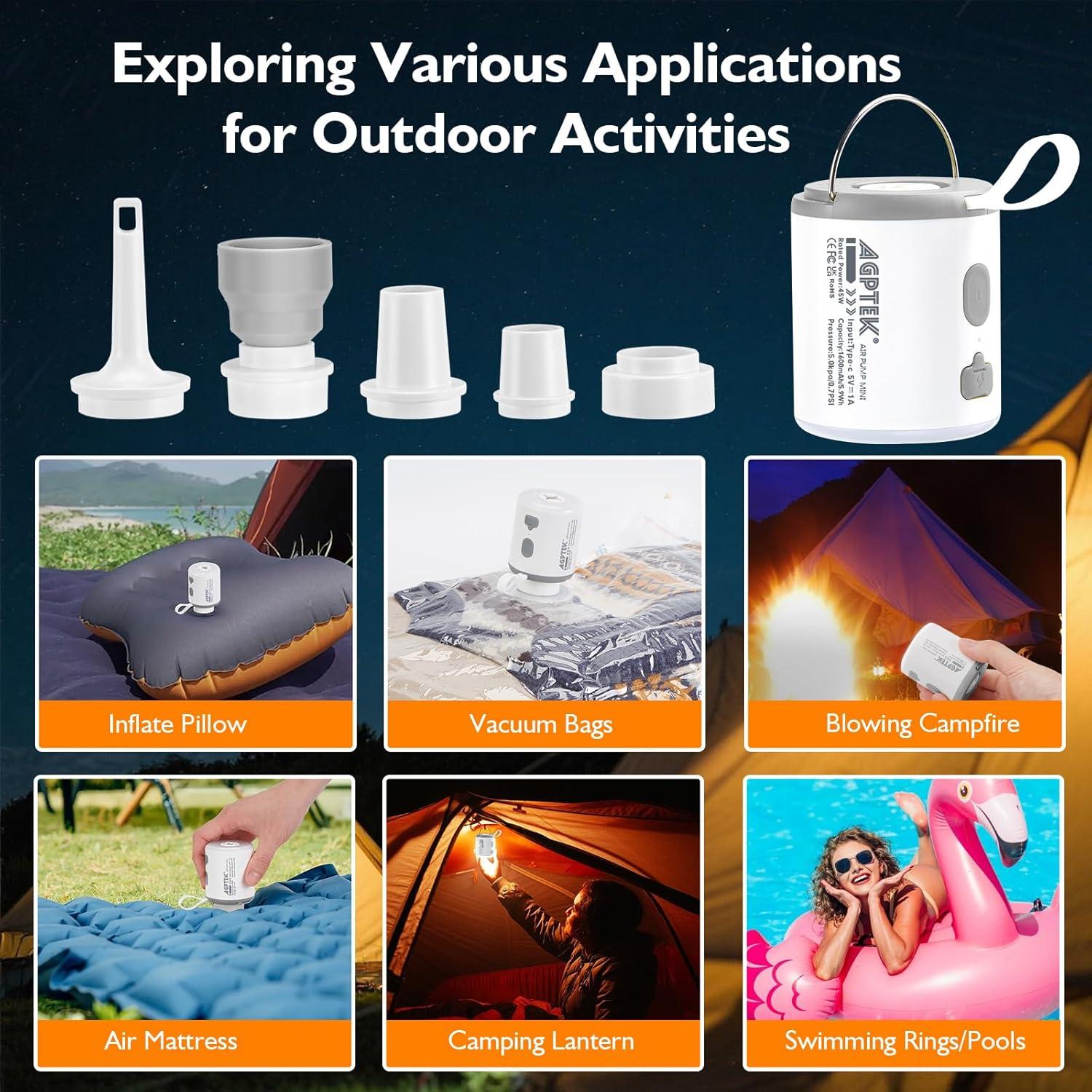 Bomba de Aire Eléctrica Portátil AGPTEK Mini 5.5kPa 1600mAh