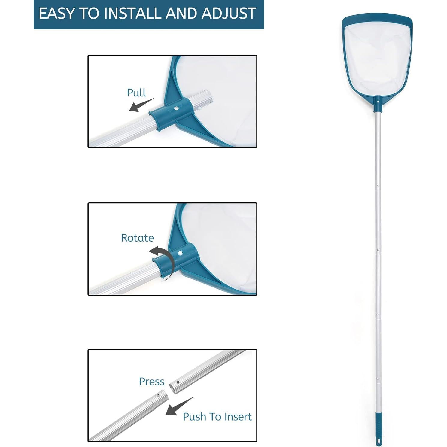 Skimmer de Piscina POOLWHALE con Polo Ajustable 0.40 a 1.52 m