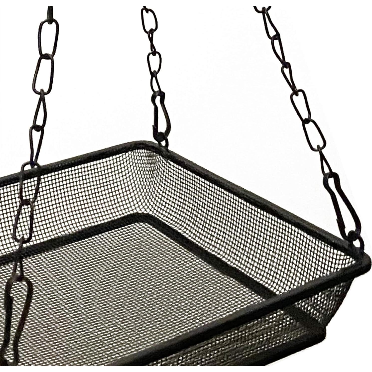 Bandeja Comedero para Aves Colgante Aelean 20x20 cm Metal Negro