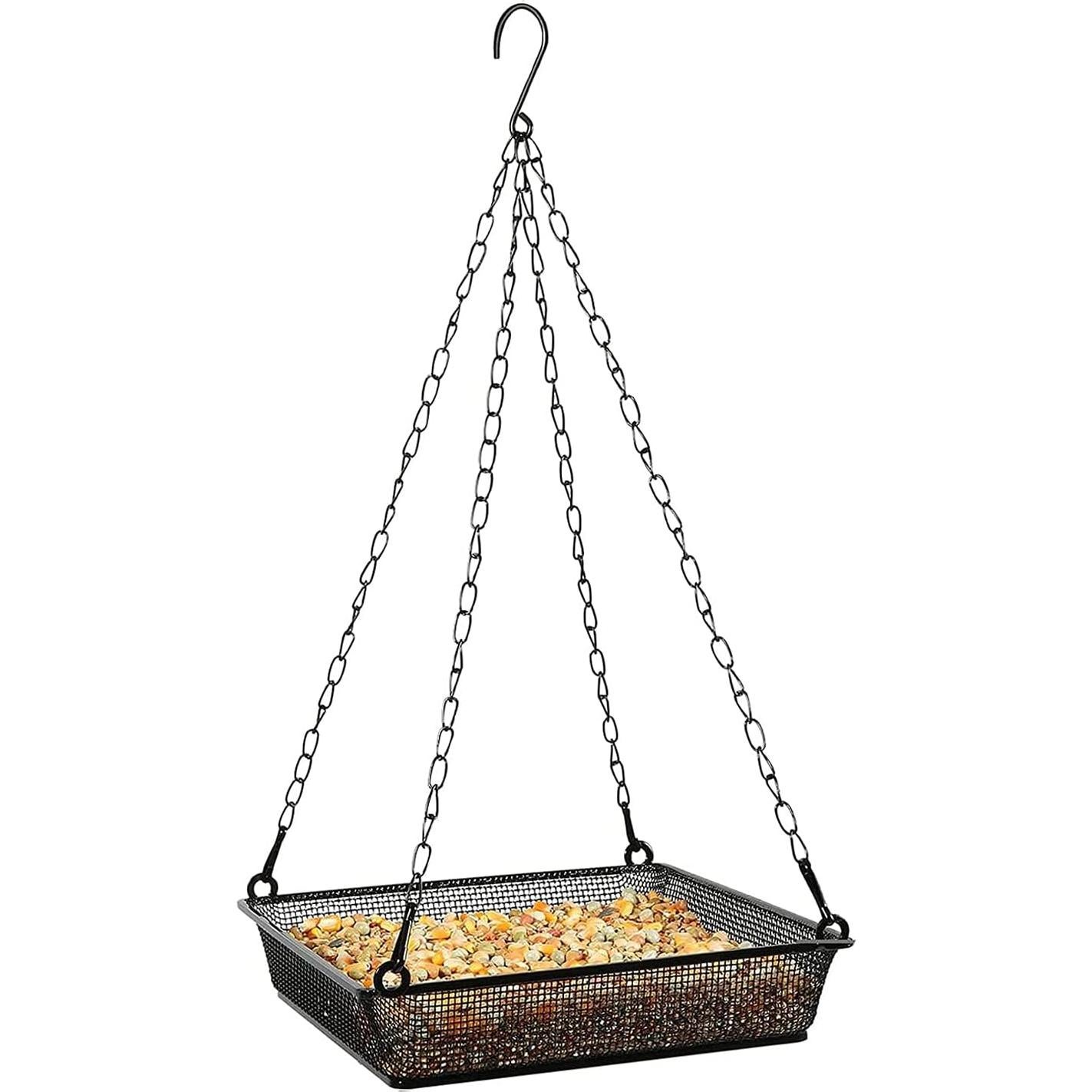 Bandeja Comedero para Aves Colgante Aelean 20x20 cm Metal Negro