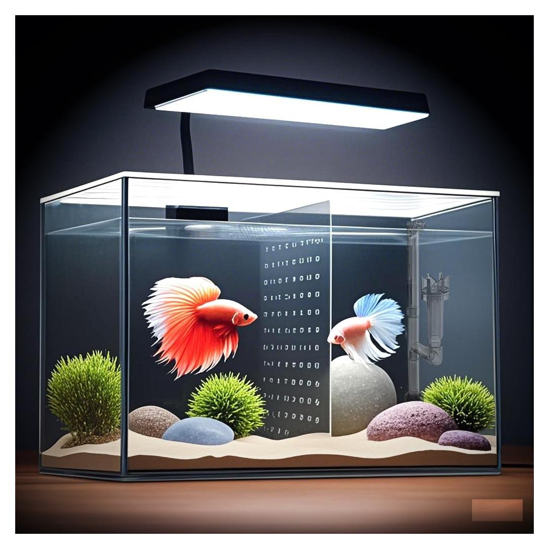 Acuario de vidrio nano iPriro 12.6" con filtro y luz LED