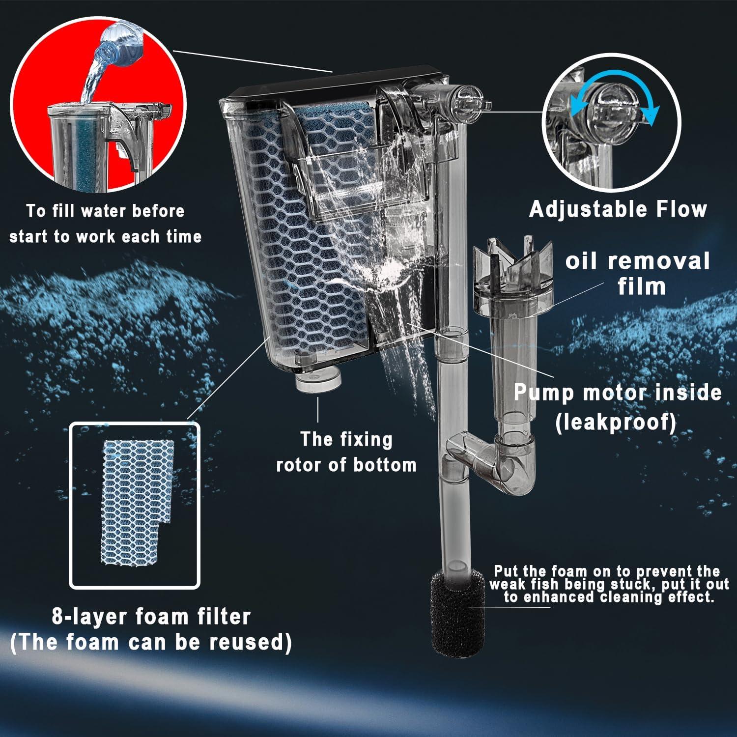 Acuario de vidrio nano iPriro 12.6" con filtro y luz LED