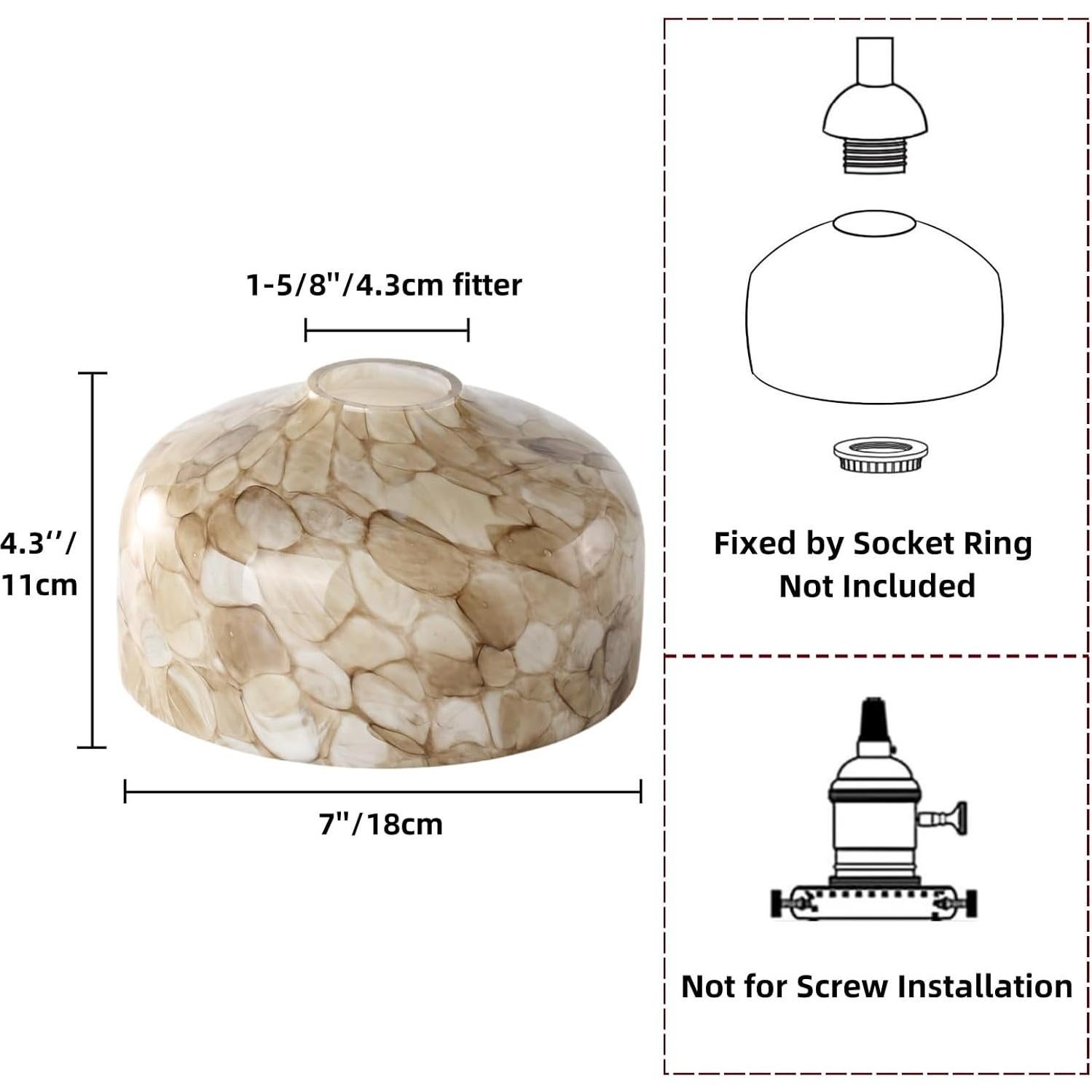 Pantalla de Luz Colgante Vidrio Art Deco COMPIXIU 17.8 cm