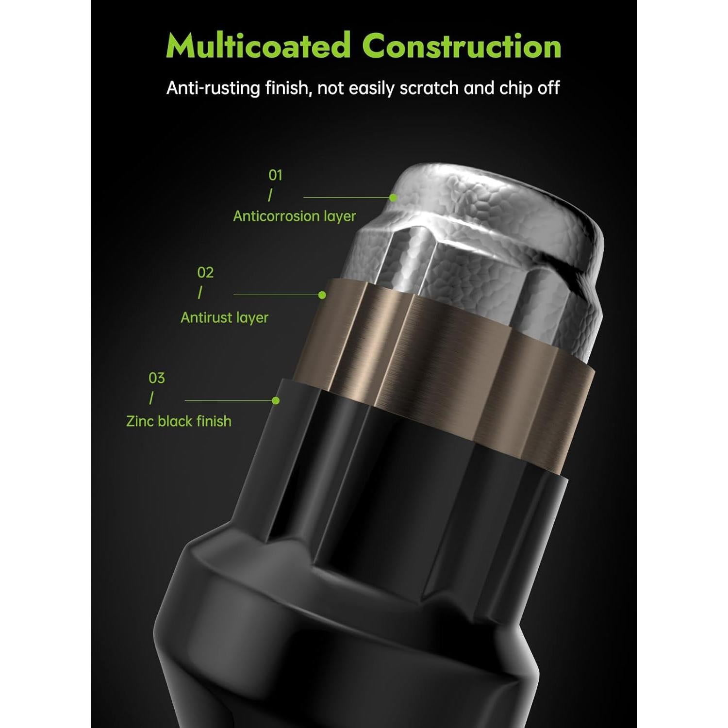 20 Tuercas de Perno de Cierre Negro AUTOPTIM 1/2"-20 para Jeep