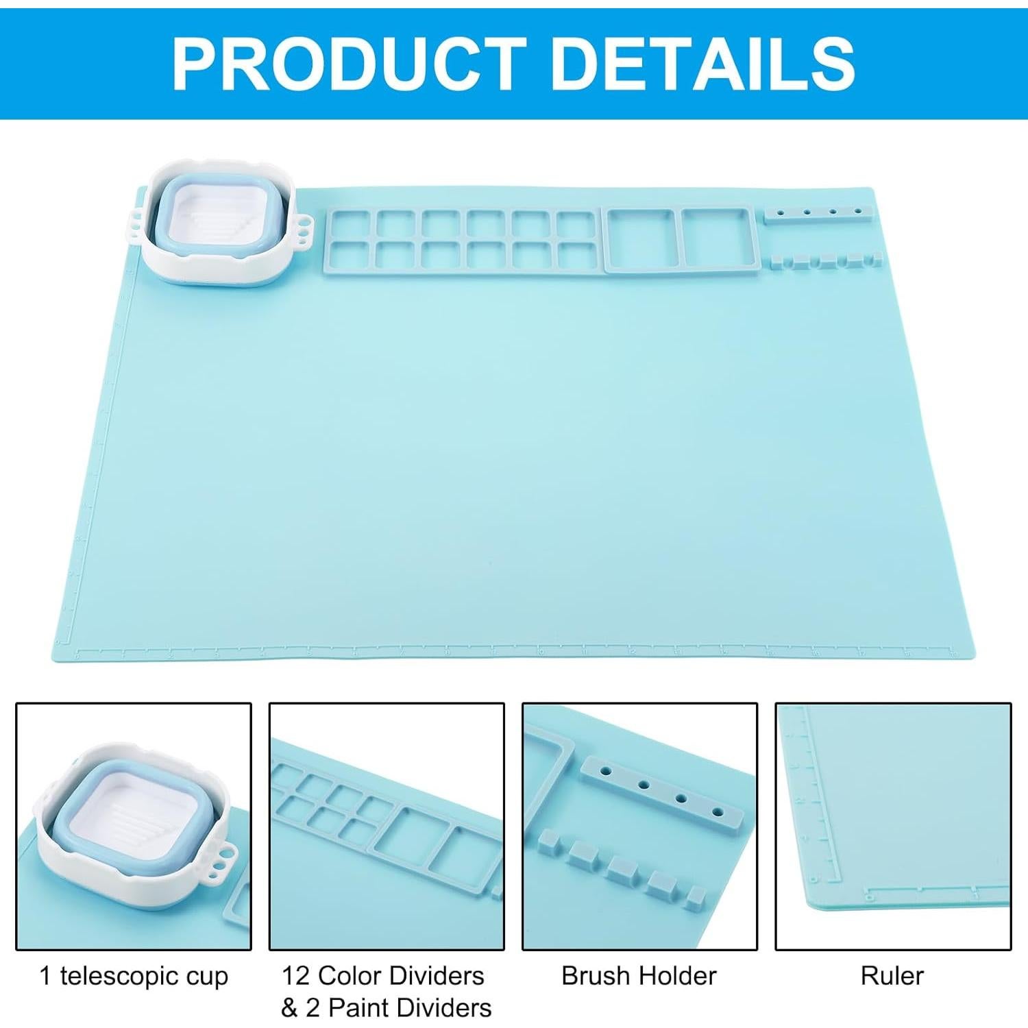 Alfombrilla de Silicona PATIKIL 51x41 cm para Manualidades Azul