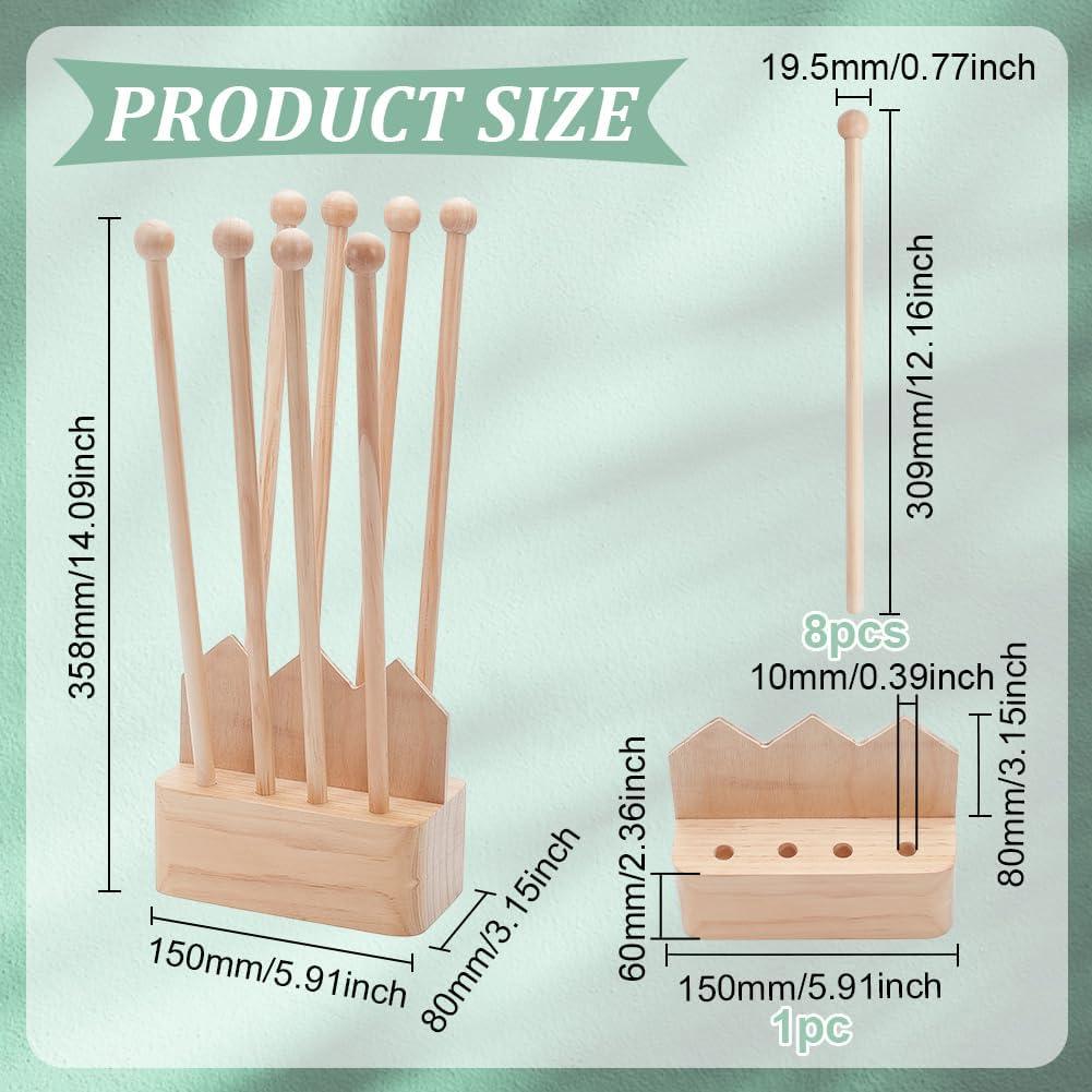 Soporte para Secar Bolsas de Plástico BENECREAT 8 Varillas Madera