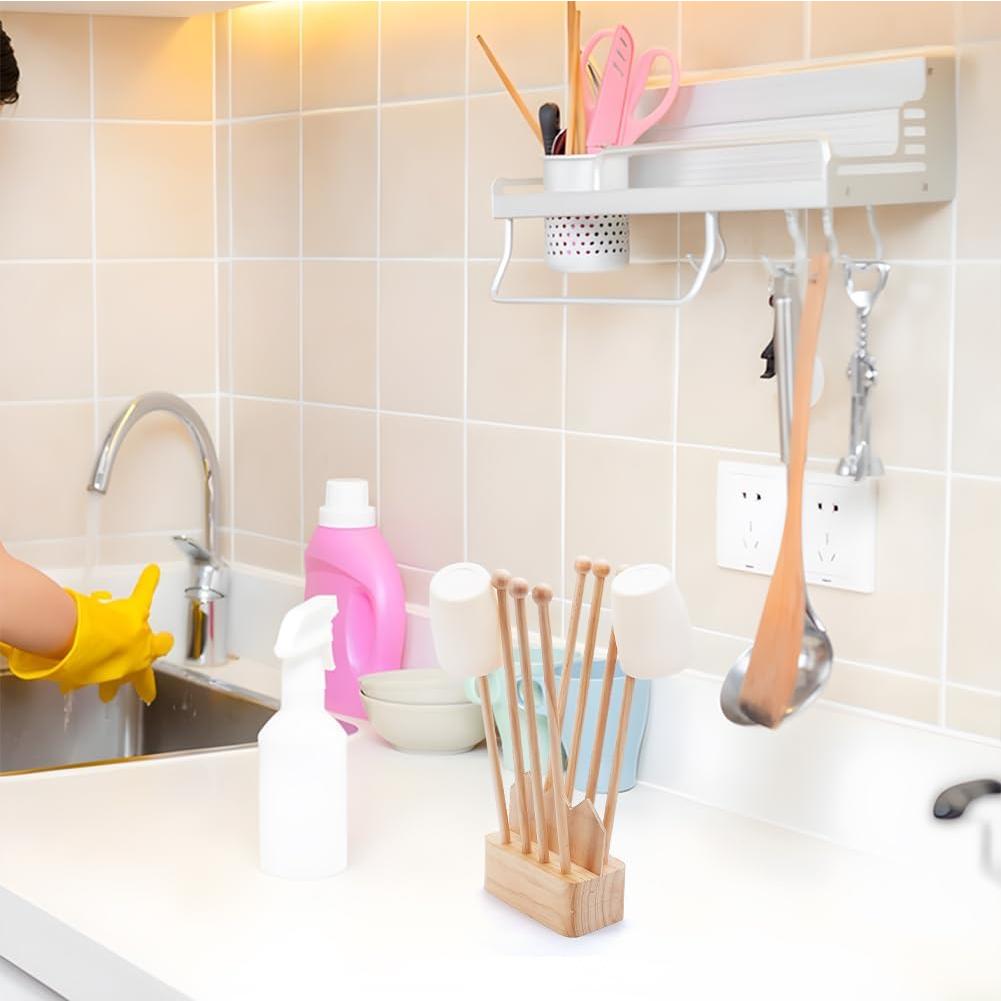 Soporte para Secar Bolsas de Plástico BENECREAT 8 Varillas Madera