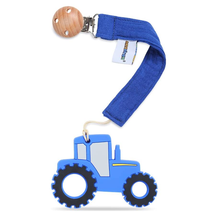 Mordedor de Silicona Alimentaria AmazingM Tractor Azul