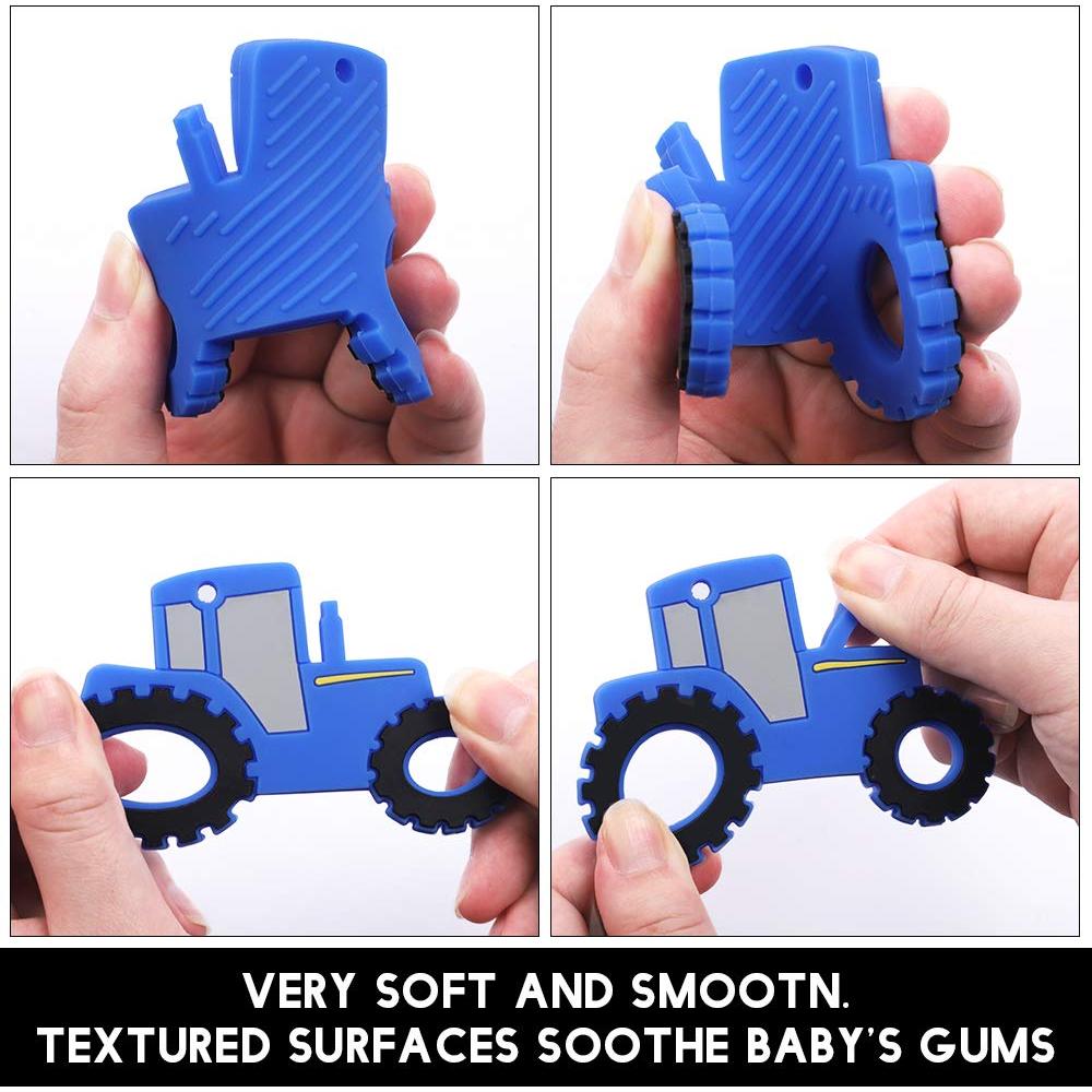 Mordedor de Silicona Alimentaria AmazingM Tractor Azul