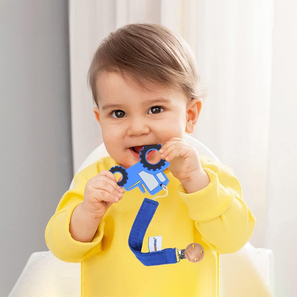 Mordedor de Silicona Alimentaria AmazingM Tractor Azul