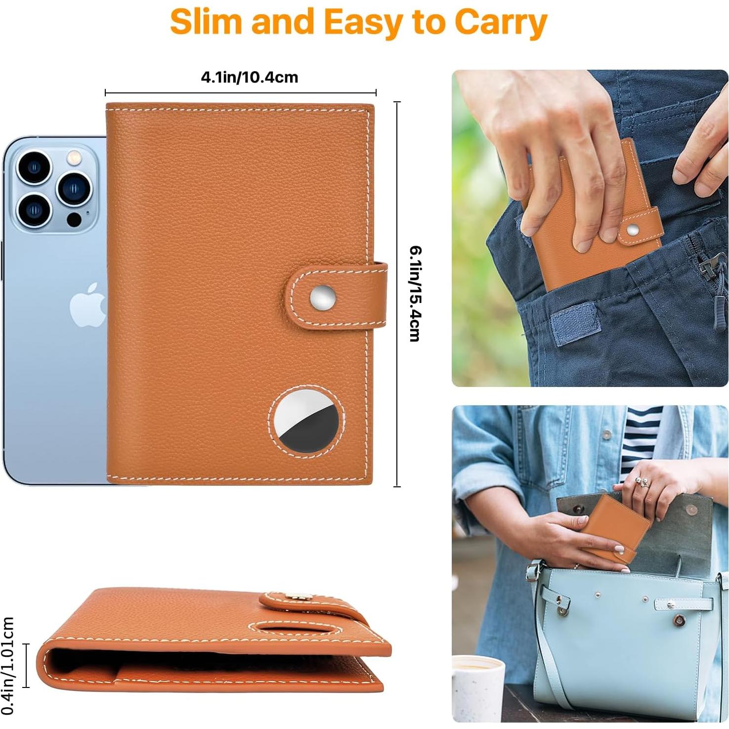 Portafolios de Pasaporte de Cuero Genuino Yours-Beauty Marrón con Bloqueo RFID