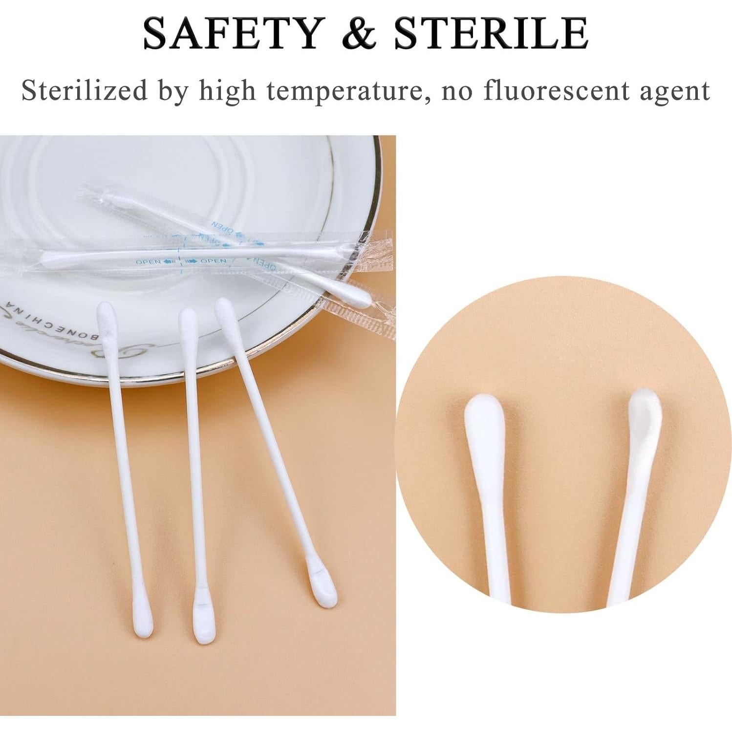 Hisopos de Algodón Sppry - 100 Unidades Doble Punta Redonda