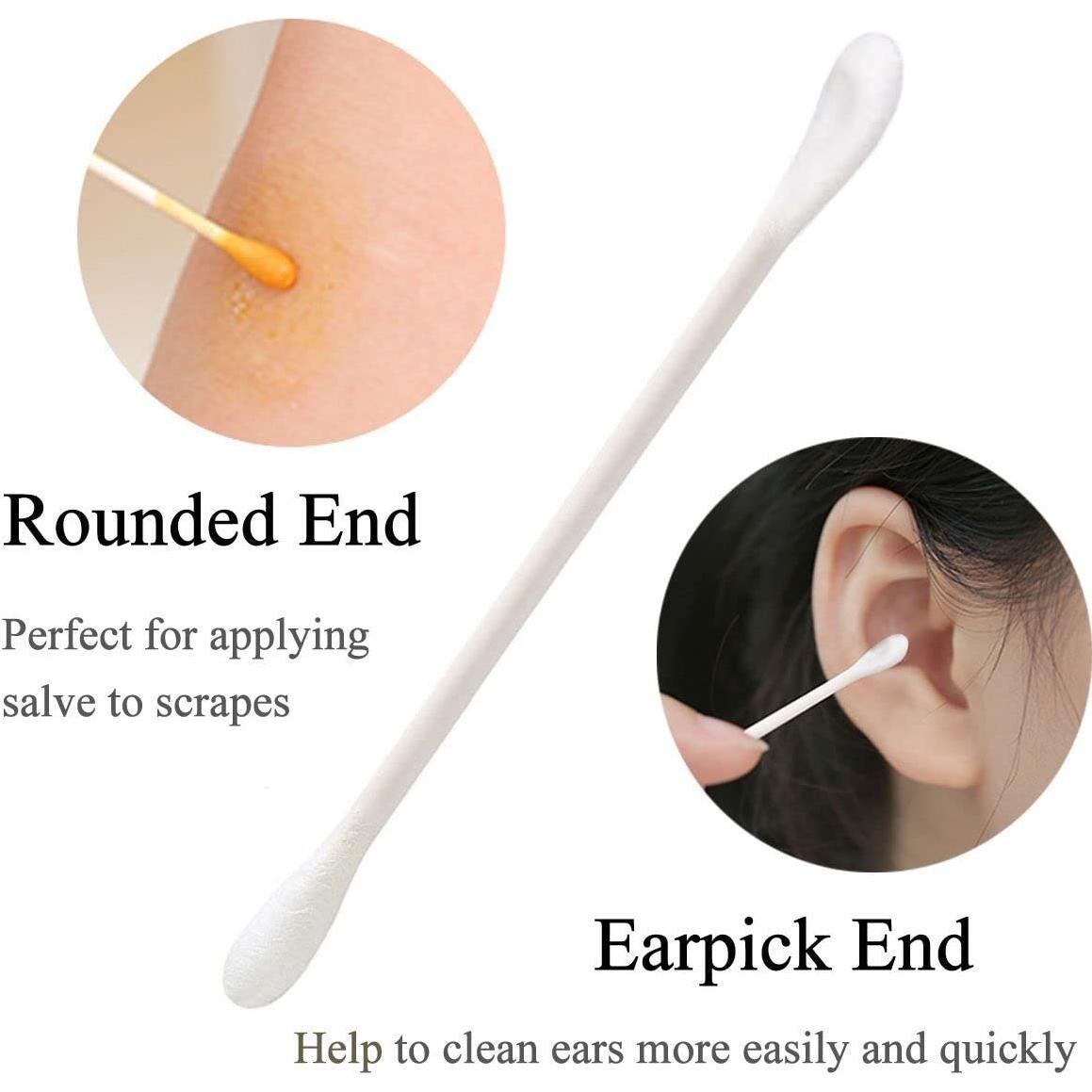 Hisopos de Algodón Sppry - 100 Unidades Doble Punta Redonda