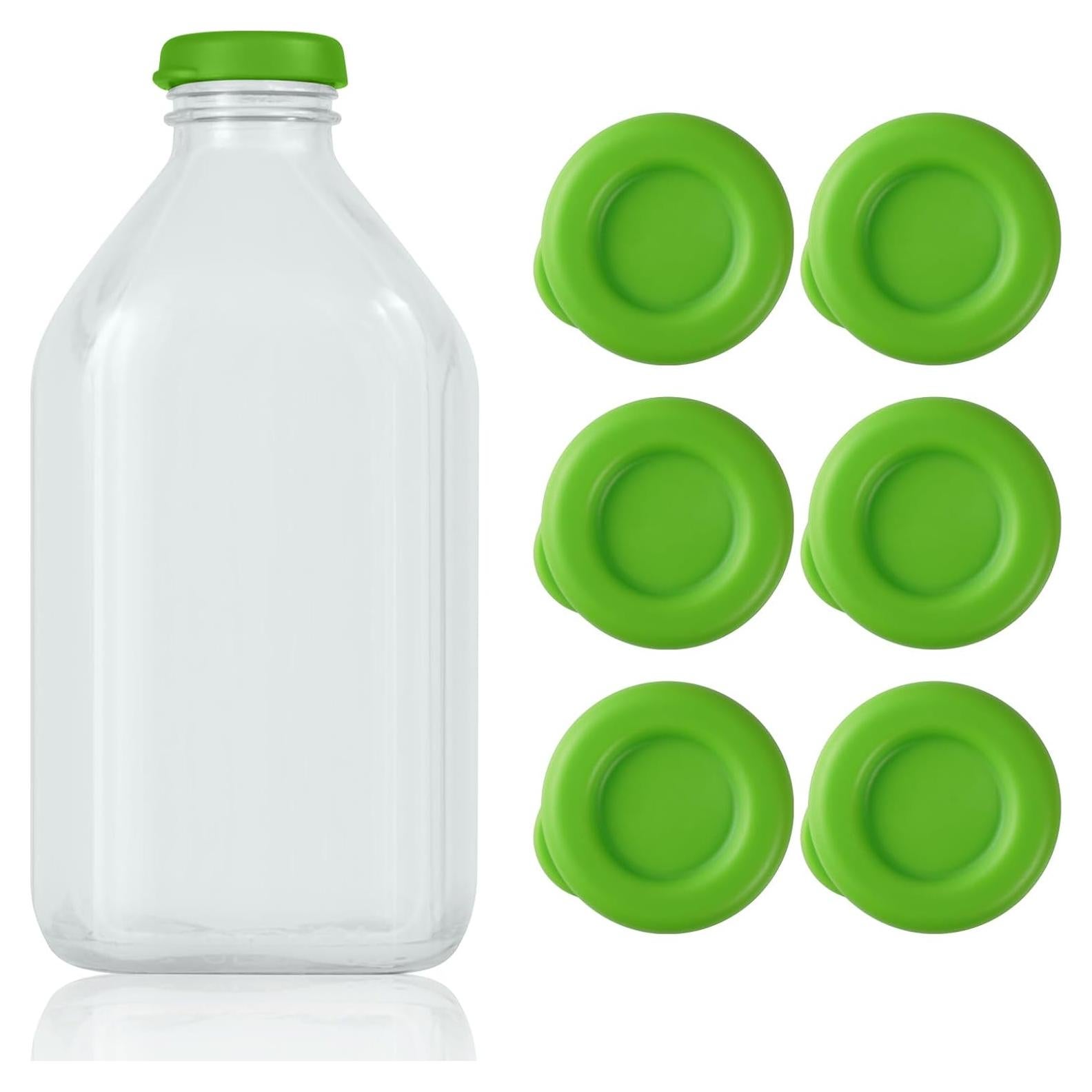 Tapas de Botellas de Silicona GAWBYET 48mm Reutilizables Verde - Paquete de 6