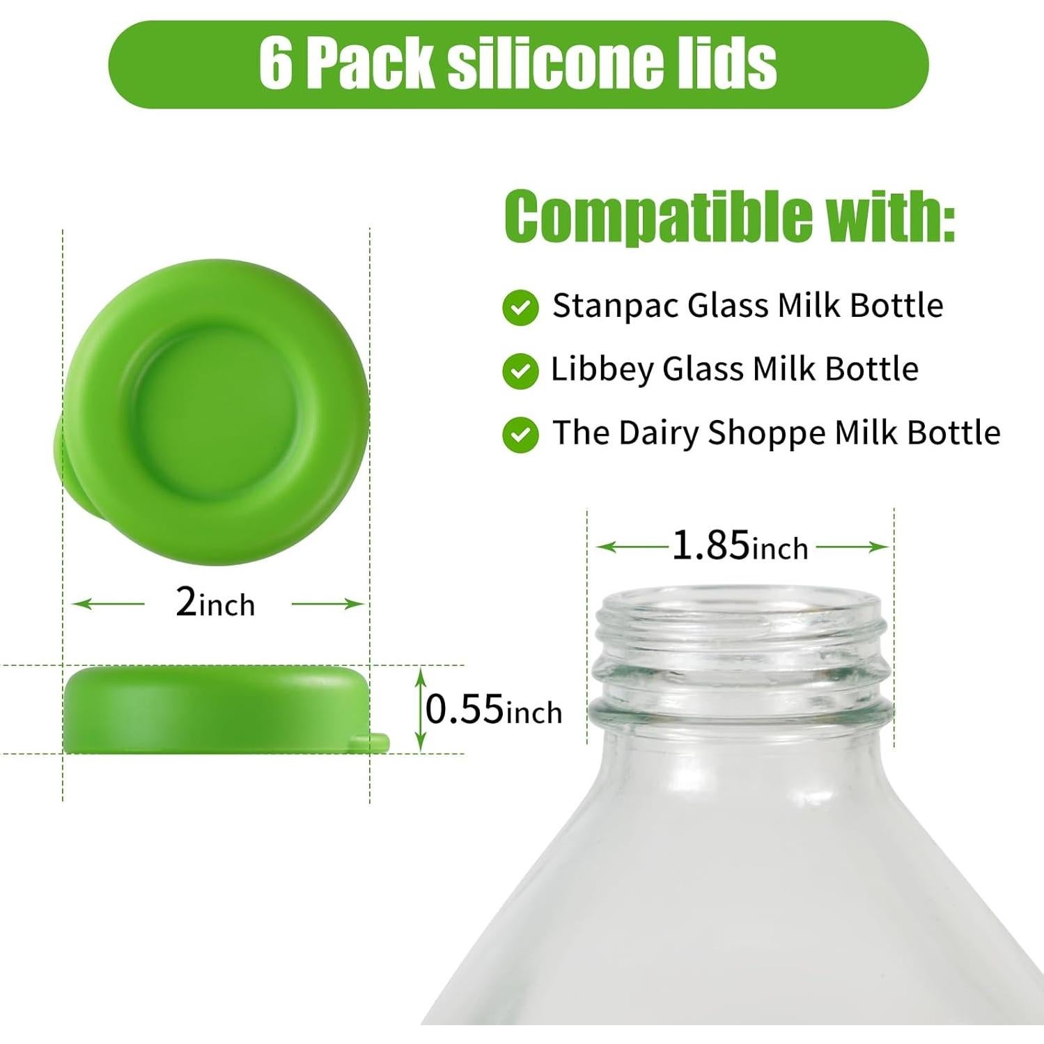 Tapas de Botellas de Silicona GAWBYET 48mm Reutilizables Verde - Paquete de 6