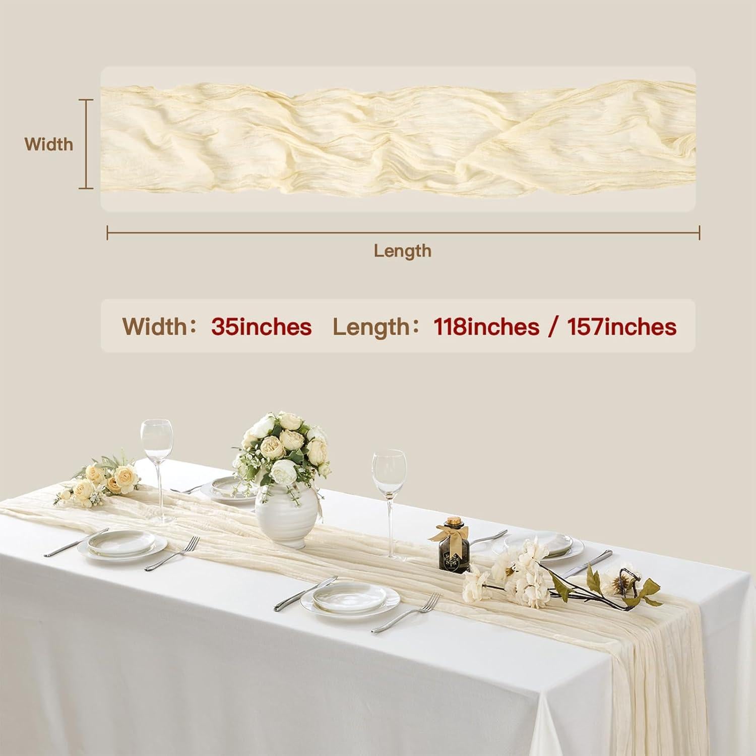 Caminito de Mesa de Gasa de Queso WAITER TREE Beige 89x300cm
