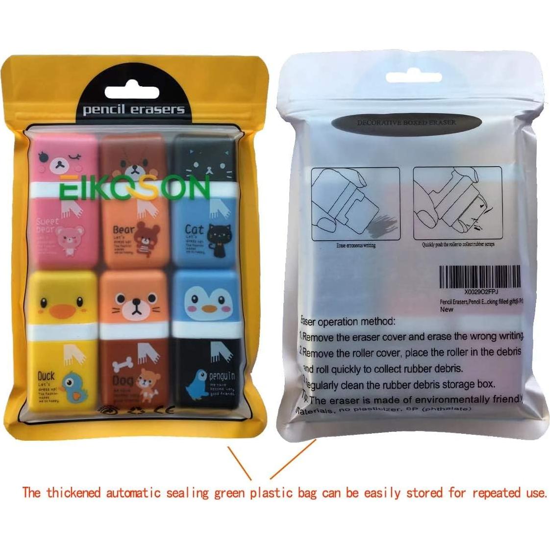 Gomas de Borrar EIKOSON para Niños - Paquete de 6 Animales