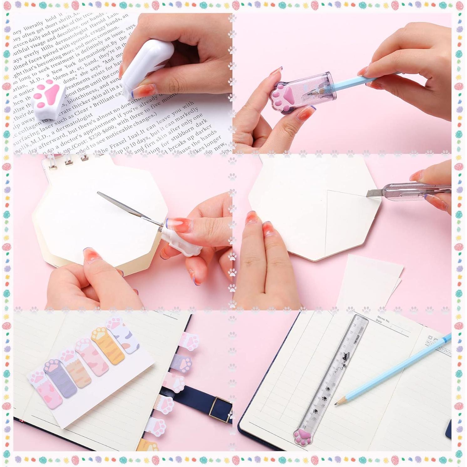 Juego de Papelería Kogcmeetl 8 Piezas Patita de Gato Blanco