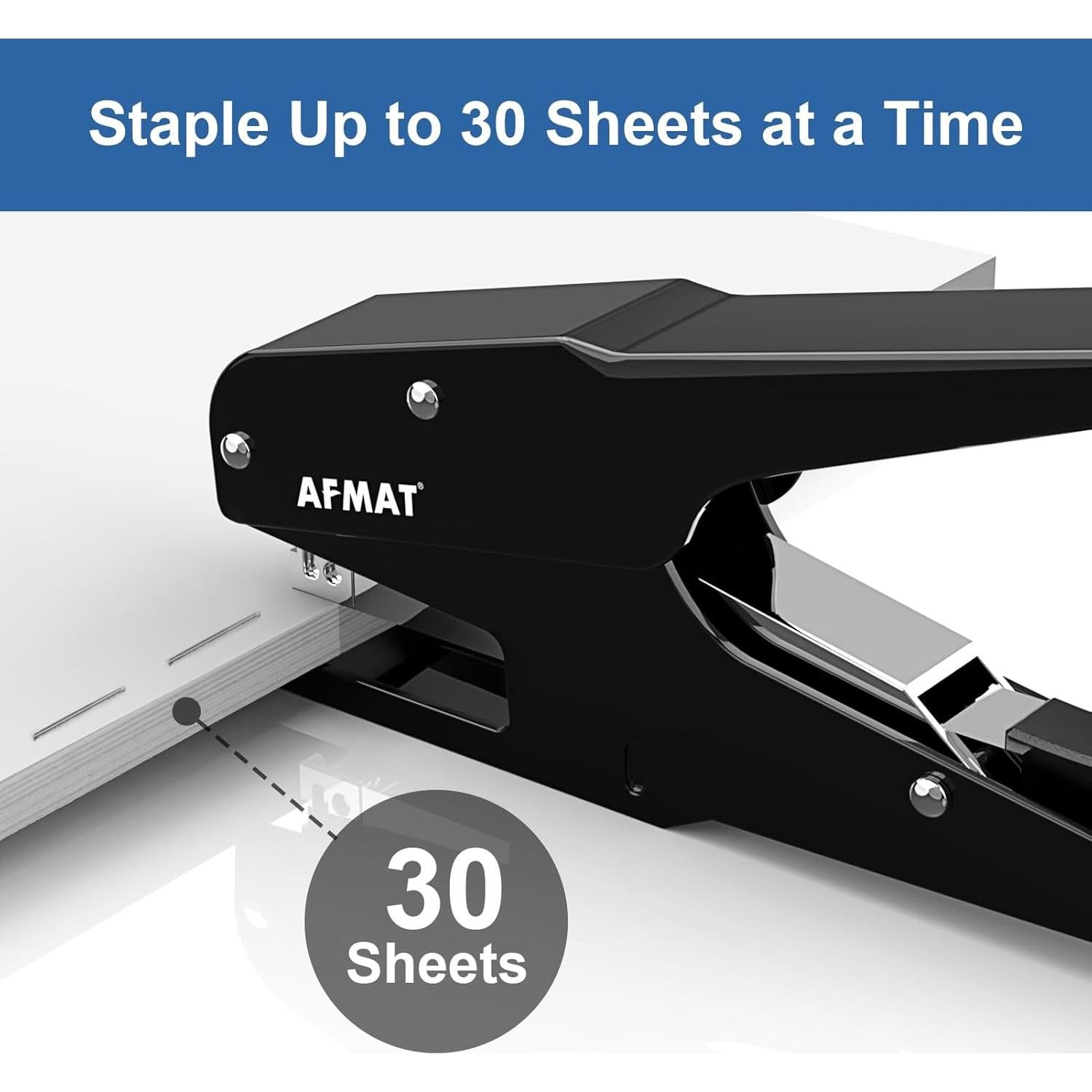 Grapadora de Pinzas AFMAT Metal 30 Hojas Ergonomía Negra