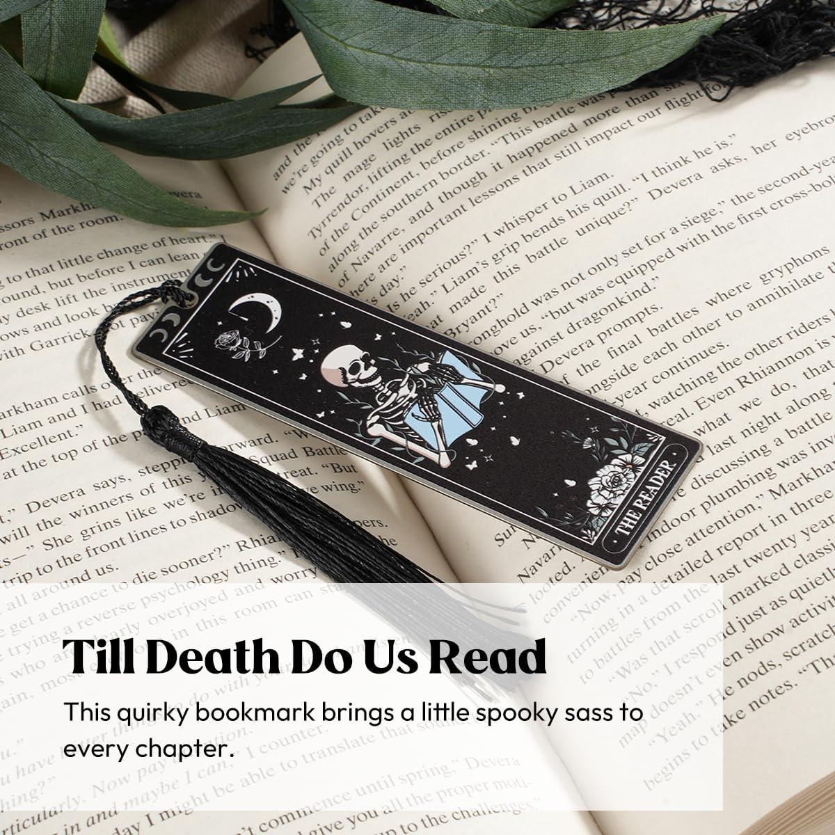 Marcador de Acero Inoxidable Kaciola Calavera Negra con Borla