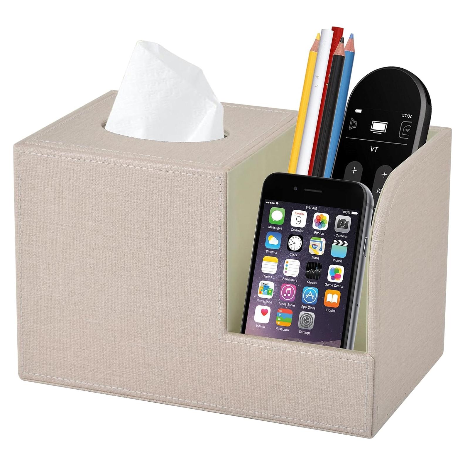 Cubierta de Caja de Tejido Cuadrada XNONE Beige 22.4x13.5x14.5 cm